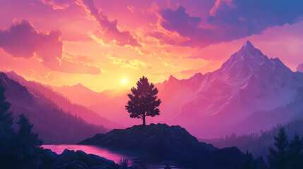 Wall Mural - serene lone tree