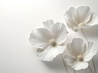 Aufkleber - Elegant White Floral Frame Minimalistic Botanical Design