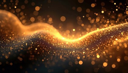 Poster - Abstract luxury design with gold light effects. Elegant complex flow of golden particles creates sparkling pattern in cyberspace. Perfect background for luxury style visuals. Sophisticated digital