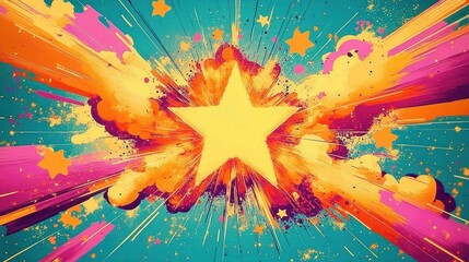 Poster - Comic Explosion Colorful Art Vibrant Pop Art Dynamic Illustration Background Animation