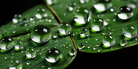 Wall Mural - drops on leaf