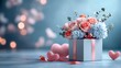 © nilawan - Valentines day background romantic flowers and gifts soft focus delicate atmosphere for love