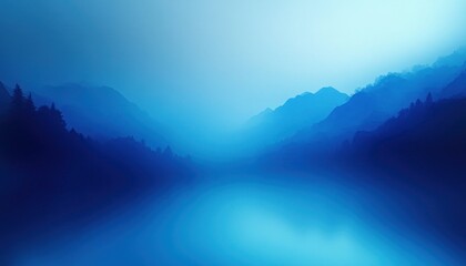Poster - Abstract Blue Gradient Landscape Soft Light Tranquil