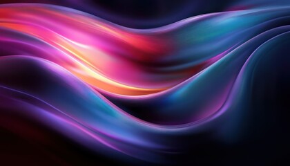 Wall Mural - Neon Flowing Wave Abstract Background Futuristic Design Digital Art