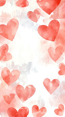 Poster - Romantic watercolor illustration featuring soft red hearts on light background, perfect for Valentine Day or love themed designs