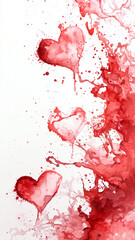 Aufkleber - Vibrant watercolor illustration featuring red hearts and splashes, perfect for Valentine Day. This artwork evokes love and passion with its dynamic design