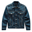 © VVn - Dark blue denim jacket with collar and button details isolated on transparent background