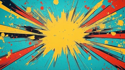 Poster - Comic Explosion Pop Art Vibrant Colorful Background Illustration Design