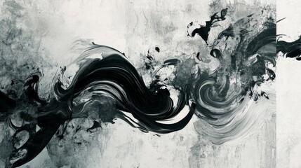 Poster - Dynamic black and white abstract art creation studio space digital art contemporary environment artistic perspective creative expression