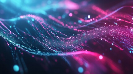 Poster - Dynamic abstract waves of light digital space graphic design futuristic environment high-tech viewpoint energy concept