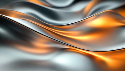 Poster - flowing metallic waves abstract art modern minimalist design