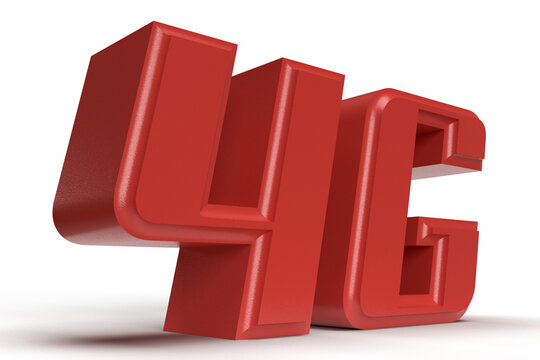 A 3D render of 4G, the icon representing the fourth generation of broadband cellular network technology.