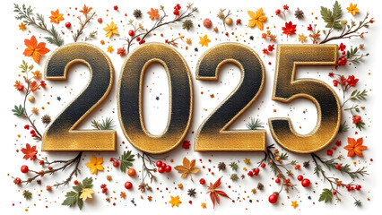 Poster - 2025 new year 3d text on futuristic technology background.