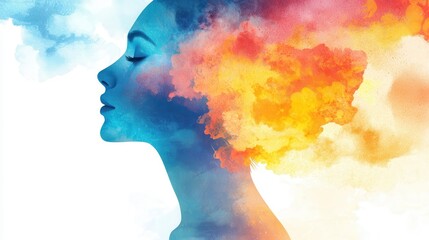 Poster - Colorful Abstract Representation of Mental Health and Self-Care Through Artistic Expression and Reflection