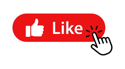 Wall Mural - like button with click hand cursor icon