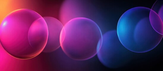Poster - Colorful Abstract Spheres with Neon Light Gradient on Dark Background