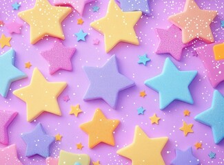 Poster - Cute Pastel Stars Pop Art Background with Vibrant Patterns and Soft Lighting