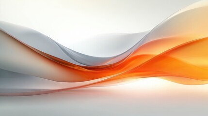 Poster - serene abstract landscape with smooth curves and warm orange gray gradients