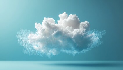 Poster - Abstract Cloud with Digital Rain over a Teal Background, Representing Data Flow, Technology, and Modern Cloud Computing Concepts