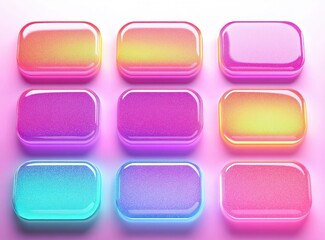 Poster - Colorful Gradient Button Frame Set with Glossy Finish and Soft Lighting