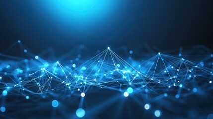 Poster - Abstract blue digital network connection background.