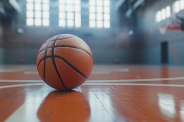 Wall Mural - Basketball on court.