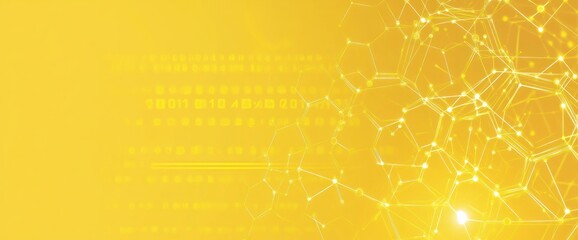 Poster - Abstract yellow digital network connection background.