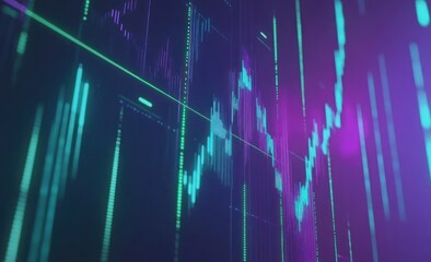 Poster - Abstract futuristic stock market data visualization with glowing lines and charts.
