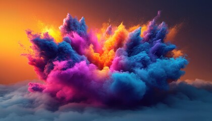 Poster - Vibrant Smoke Explosion Abstract Art Colorful Background Design Motion Splash Ink Clouds