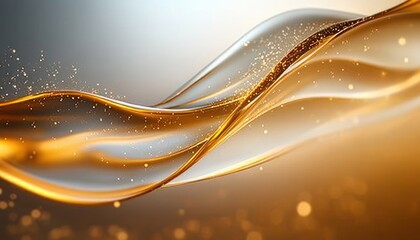 Leinwandbilder - Golden Fluid Waves Illuminated in Soft Light Abstract