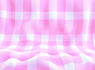 Poster - Pink Fancy Pop Frame Background Watercolor Checkered Pattern