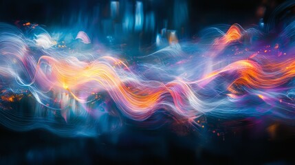 Poster - Swirling streams of light create a vivid tapestry against a dark backdrop, capturing the essence of motion and energy. Vibrant hues evoke a sense of wonder and excitement