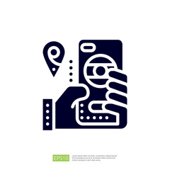 Poster - The image depicts a hand holding a smartphone displaying a map with a location marker, symbolizing navigation or location sharing.