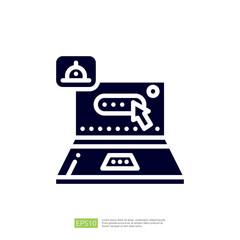 Poster - A graphic representation of online ordering, featuring a laptop with a cursor hovering over a food item and a notification symbol.