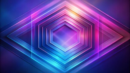 Wall Mural - abstract geometric hexagon and triangle pattern with neon glowing lines
