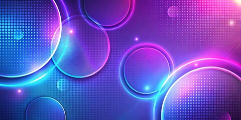 Wall Mural - abstract neon circles and halftone pattern background design