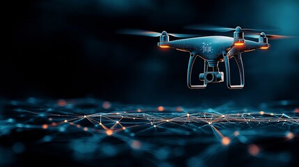 Poster - aerial drone capturing data and connecting different agricultural zones of an integrated farm throug
