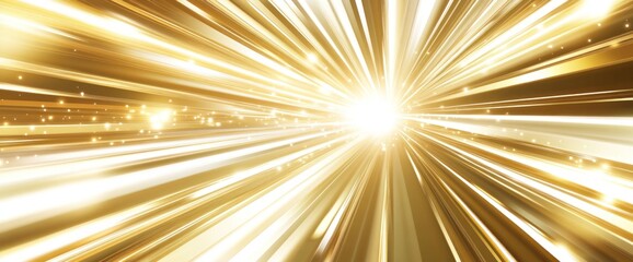 Fototapete - Golden light rays burst from bright center.