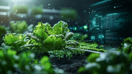 Poster - a futuristic integrated permaculture farm with iot systems managing water cycles and soil health vis