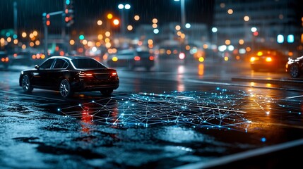 Poster - photograph of a advanced smart lighting system integrated with iot technology and connected by holog