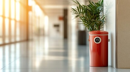 Poster - sleek and intelligent fire alarm button integrated with a holographic network system