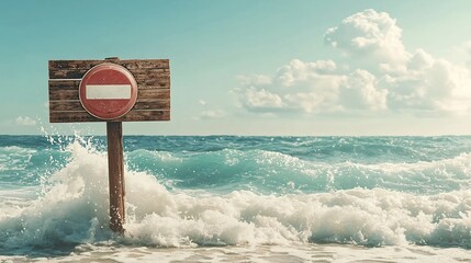 Poster - a photograph of a modern coastal evacuation signboard displaying real time tsunami alerts connected 