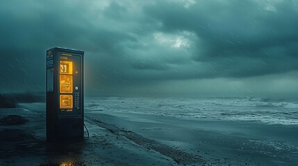 Poster - a photograph of a modern coastal evacuation signboard with real time tsunami alerts displayed connec