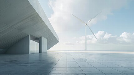 Poster - Modern Architecture with Wind Turbine and Open Sky Concept