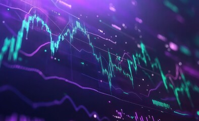Poster - Abstract glowing stock market chart data.
