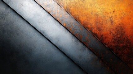 Aufkleber - Abstract Metal Texture Gradient Brushed Silver Rust Orange Composition