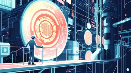 Poster - Futuristic Industrial Setting with Advanced Technology and Controls