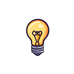 Poster - Cartoon Light Bulb with Yellow Glow on transparent Background