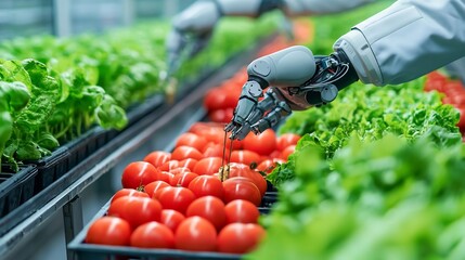 Poster - autonomous farming robots operating in a high tech smart greenhouse connected to a holographic agric