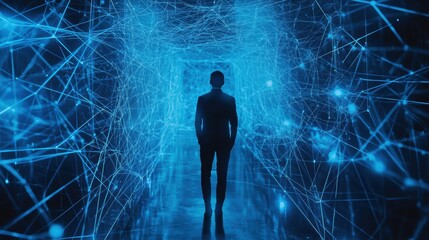 Poster - Futuristic Technology Concept with Silhouette in Digital Environment